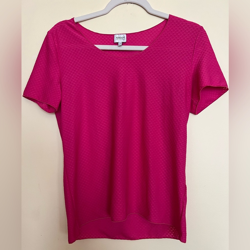Hot pink waffle print Armani Collezione blouse, size M